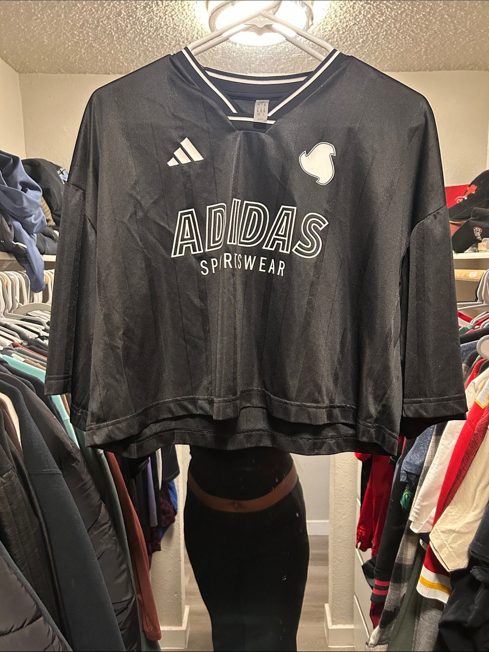 adidas Black Cropped Sports Jersey